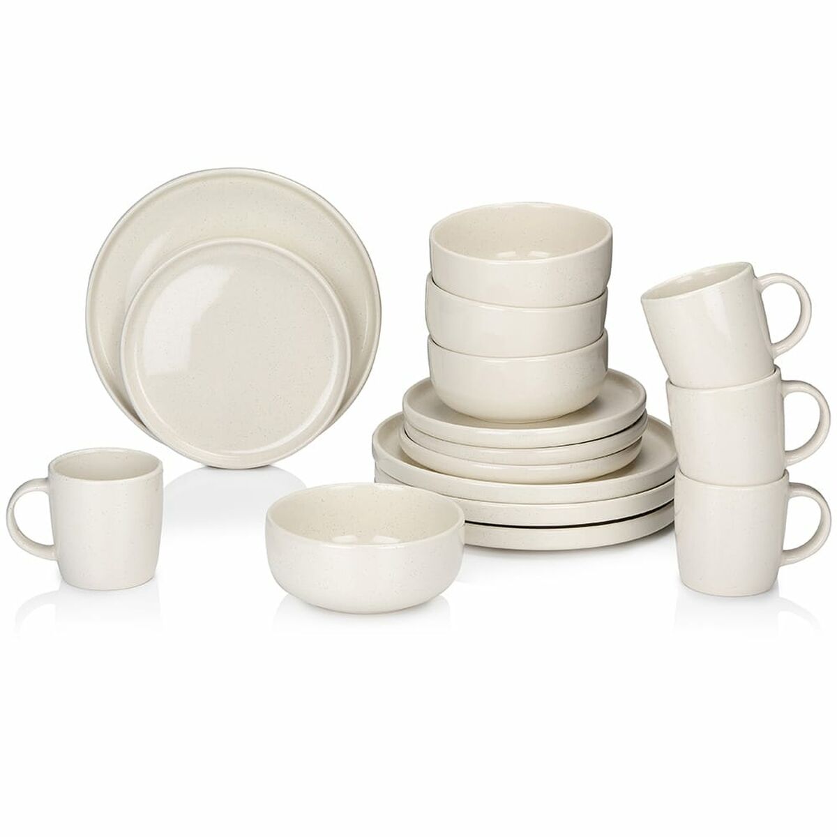 Assiettes Alpina Crème Céramique 16 Pièces (4 Unités)
