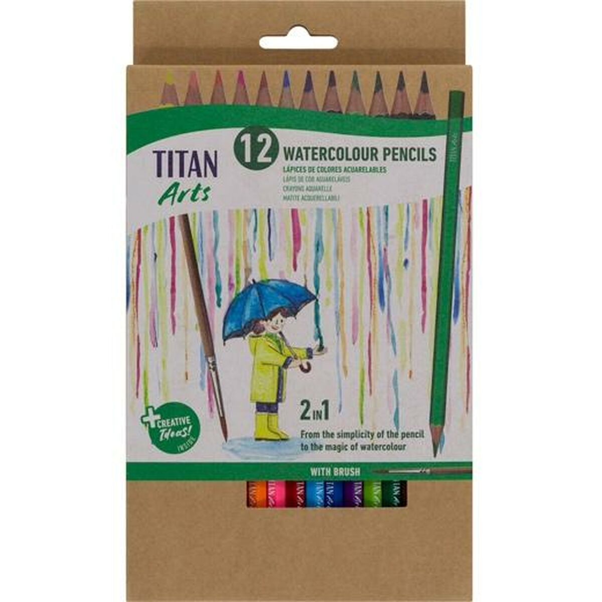 crayons de couleurs pour aquarelle Titan Arts Multicouleur 12 Pièces