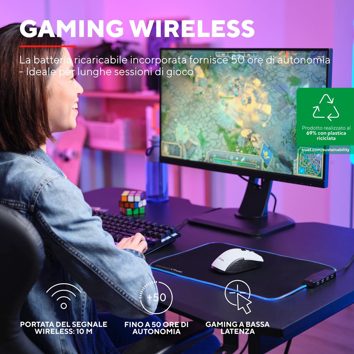 Souris Gaming Trust GXT Blanc Noir 7200 dpi