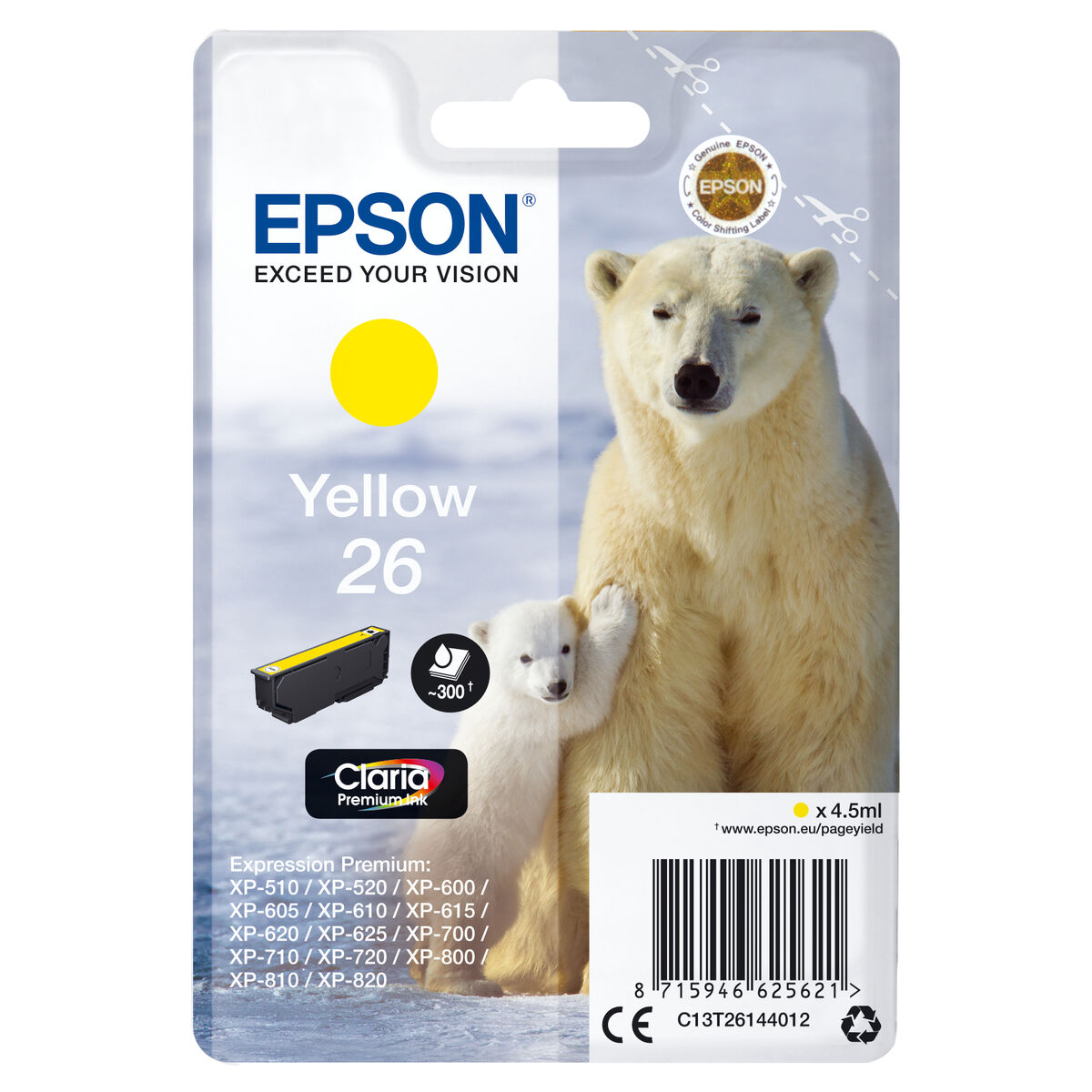 Cartouche d'encre originale Epson 26 Jaune