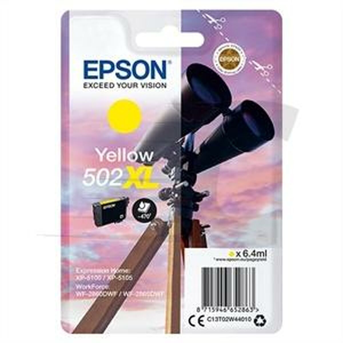 Cartouche d'encre originale Epson XP-5100 5105 WF2860DWF 2865DWF Nº 502XL Jaune (10 Unités)