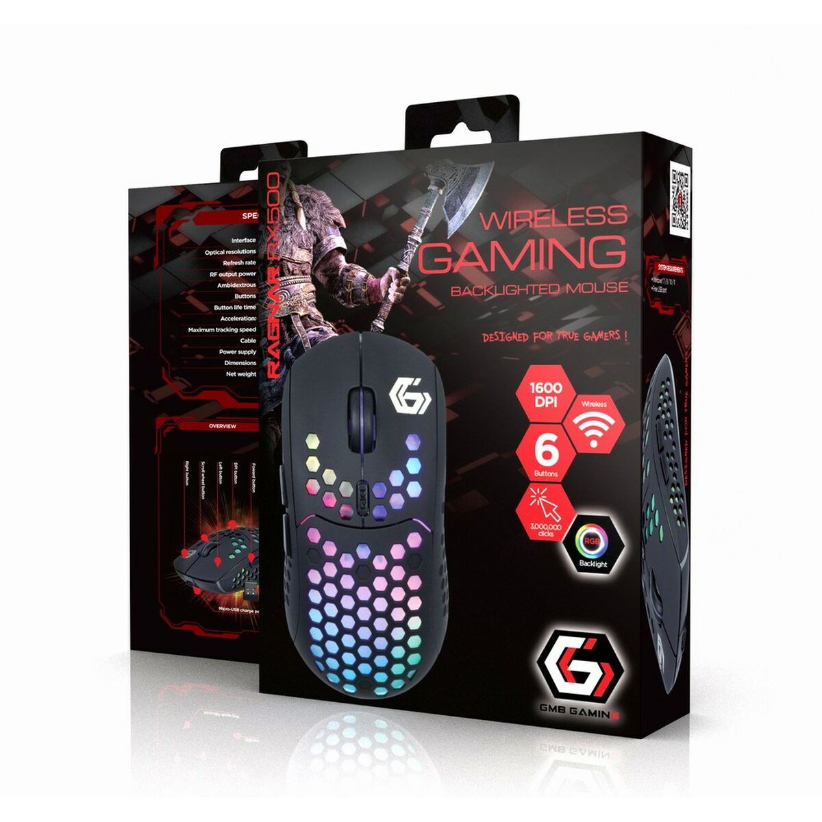 Souris GEMBIRD MUSG-RAGNAR-RX400 Noir Multicouleur 10000 dpi