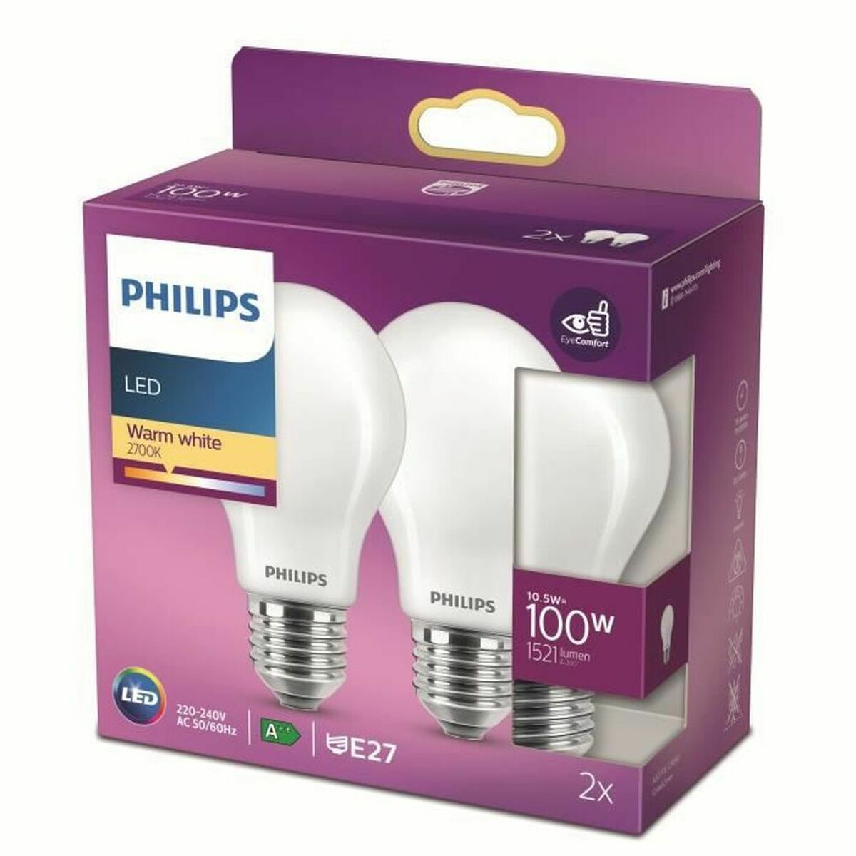 Lampe LED Philips Equivalent 100 W E27 Blanc D (2700 K) (2 Unités)