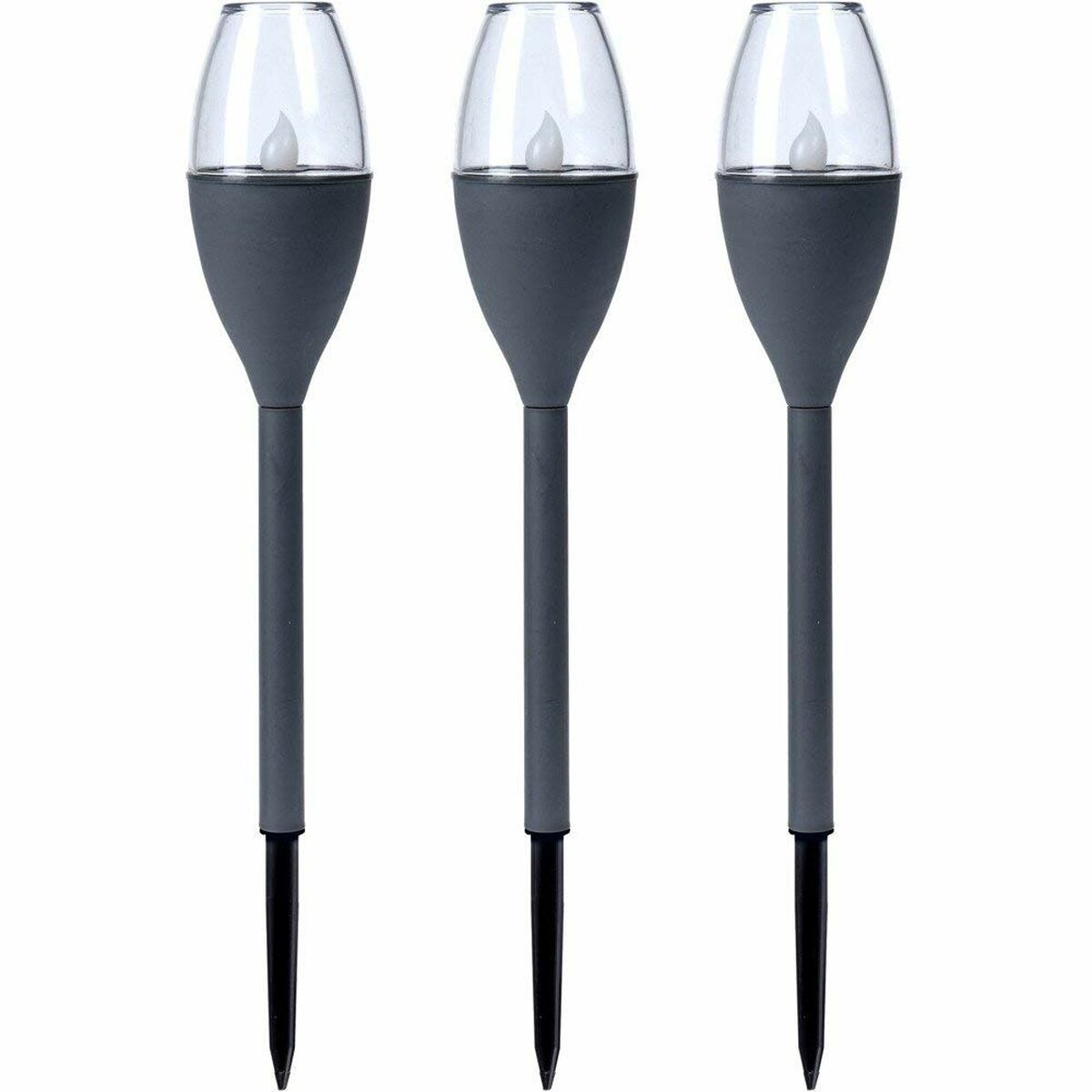 Set de torches de jardin solaires Progarden Gris foncé 21 x 8 x 31 cm Plastique