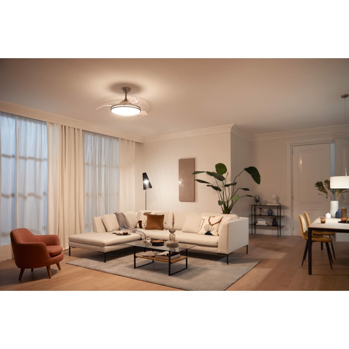 Ventilateur de Plafond avec Lumière Philips Atlas 35 W 28 W 4500 Lm nickel (2700 K)