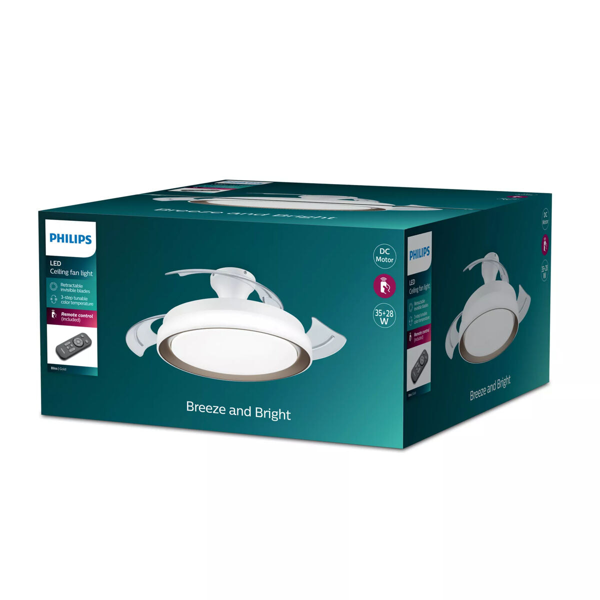 Ventilateur de Plafond avec Lumière Philips 929004081801 Blanc Doré (4000 K) (2700 K)