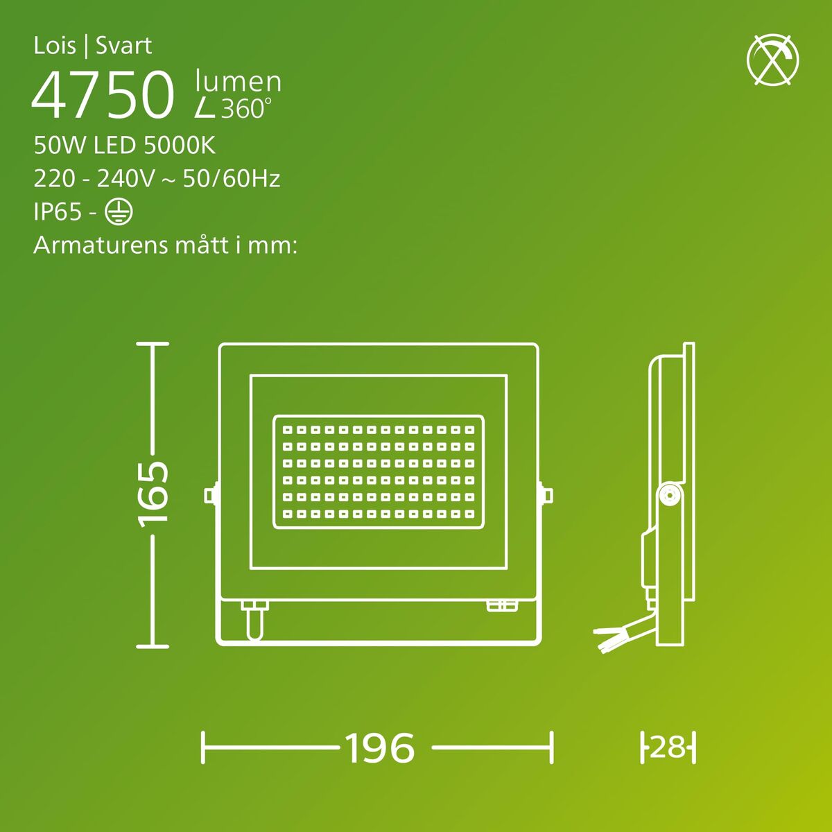 Projecteur Philips Noir 50 W F