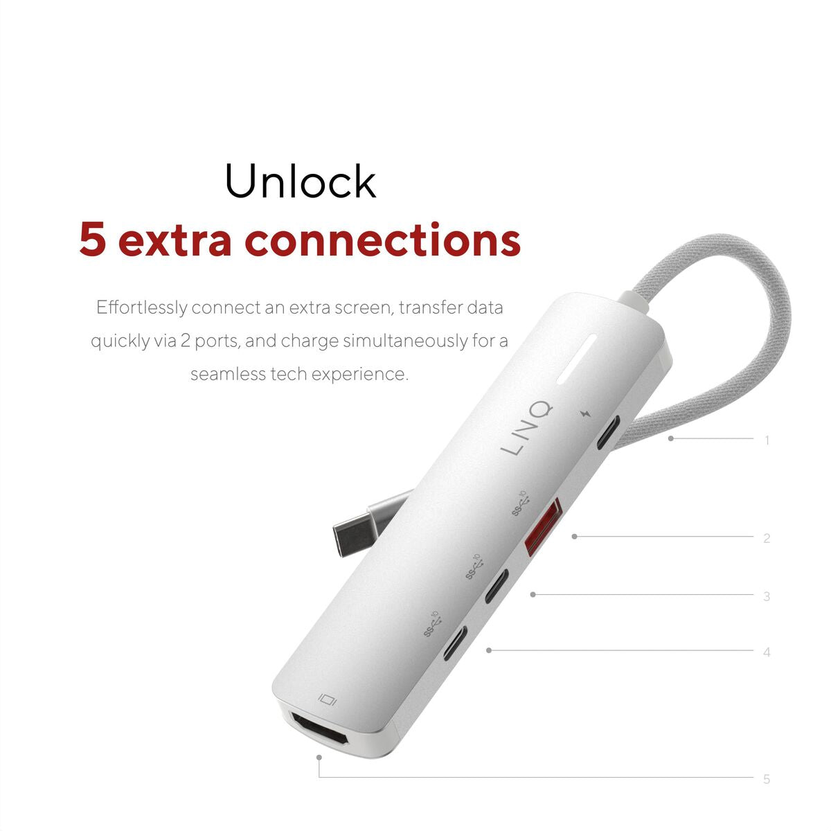 Hub USB Linq Byelements LQ49051 Blanc Gris