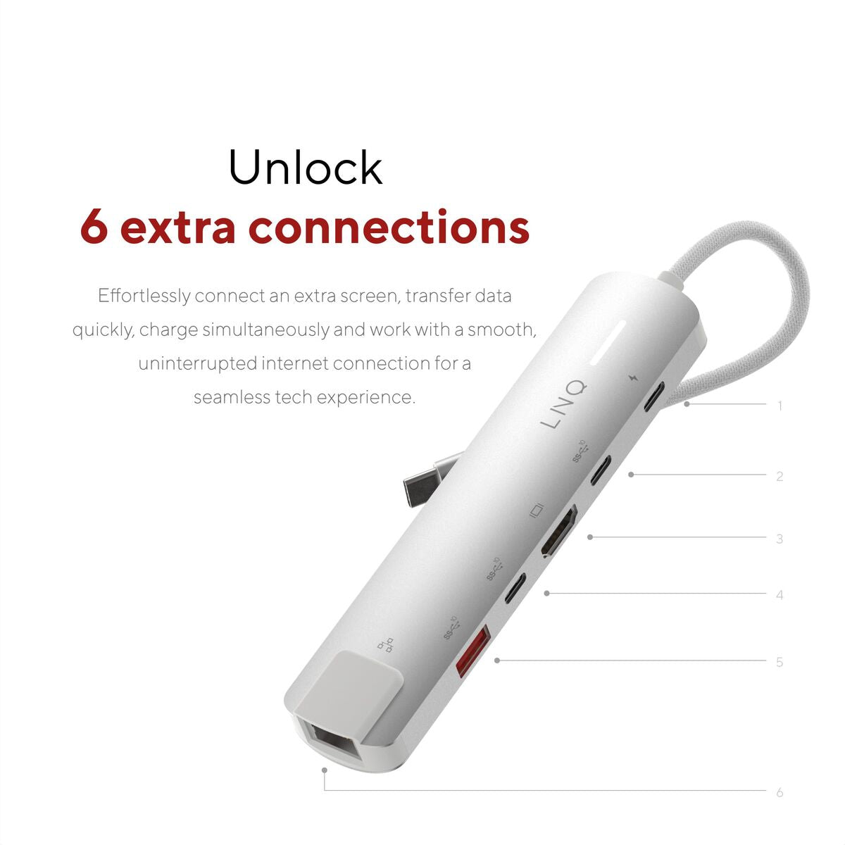 Hub USB Linq Byelements LQ49061 Blanc Gris