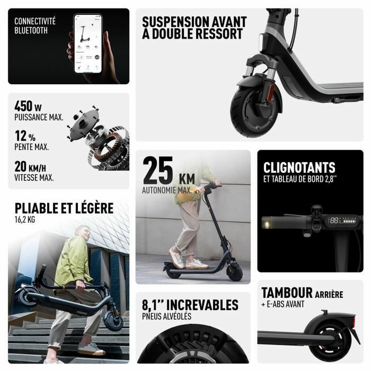 Trottinette Électrique Segway Noir 450 W 20 km/h