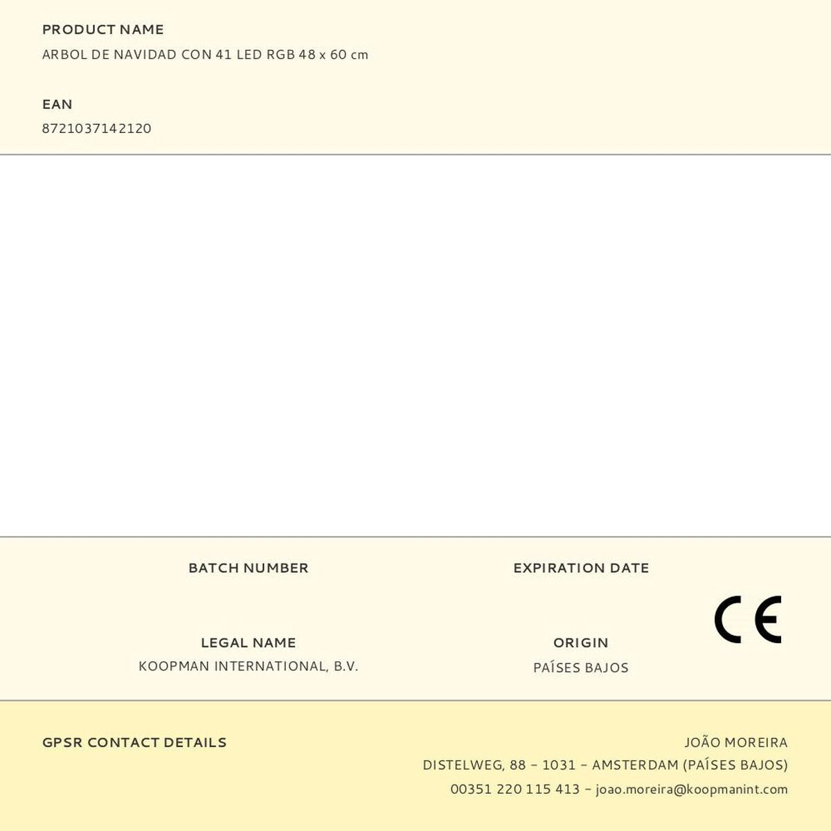 Décoration lumineuse BASIC & CO RGB Sapin de Noël 48 x 60 cm