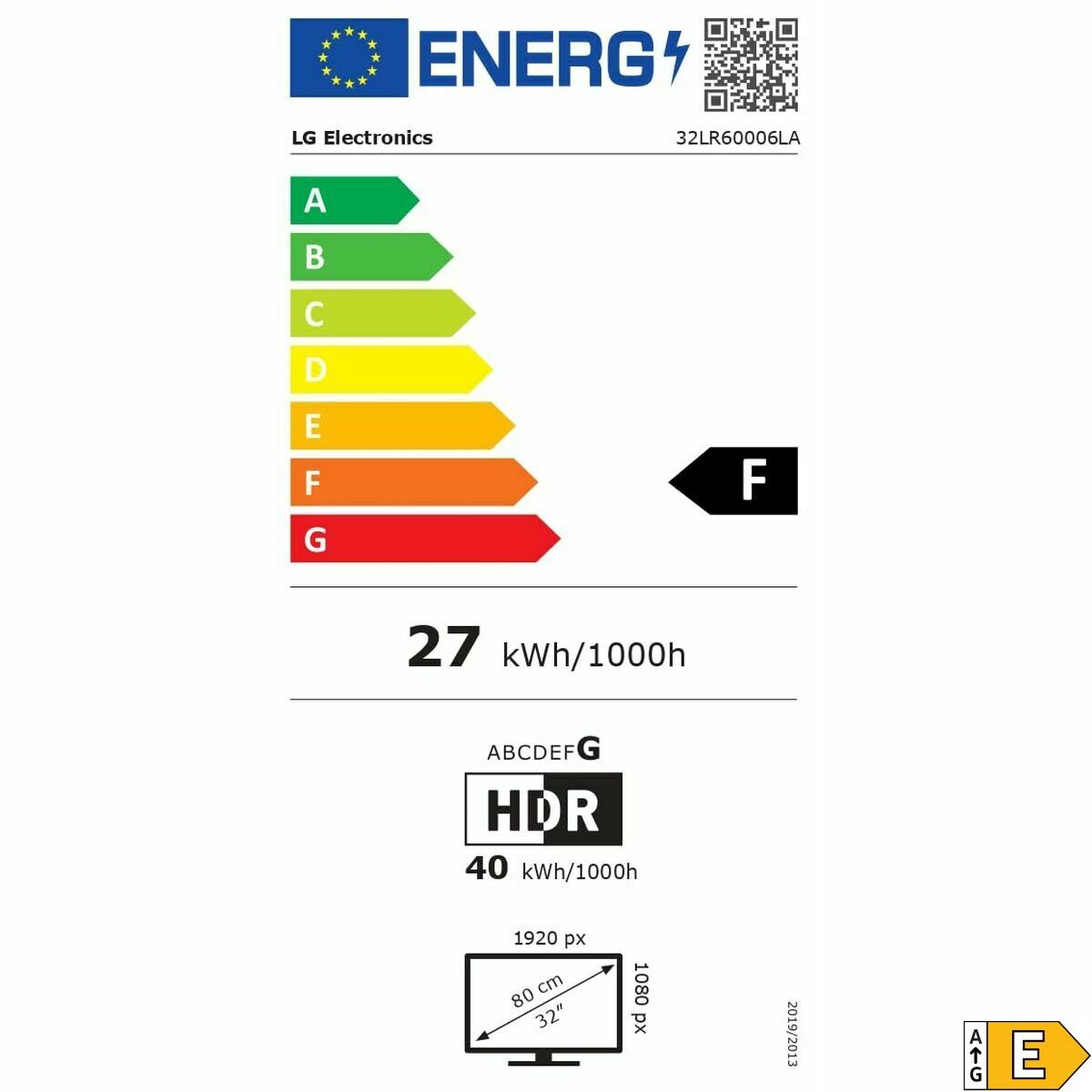 TV intelligente LG 32LR60006LA Full HD 32" LED HDR D-LED