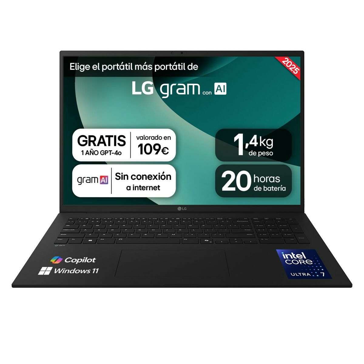 Ordinateur Portable LG 17Z90T-G.AA78B 17" intel core ultra 7 255H 16 GB RAM 1 TB HDD 1 TB SSD