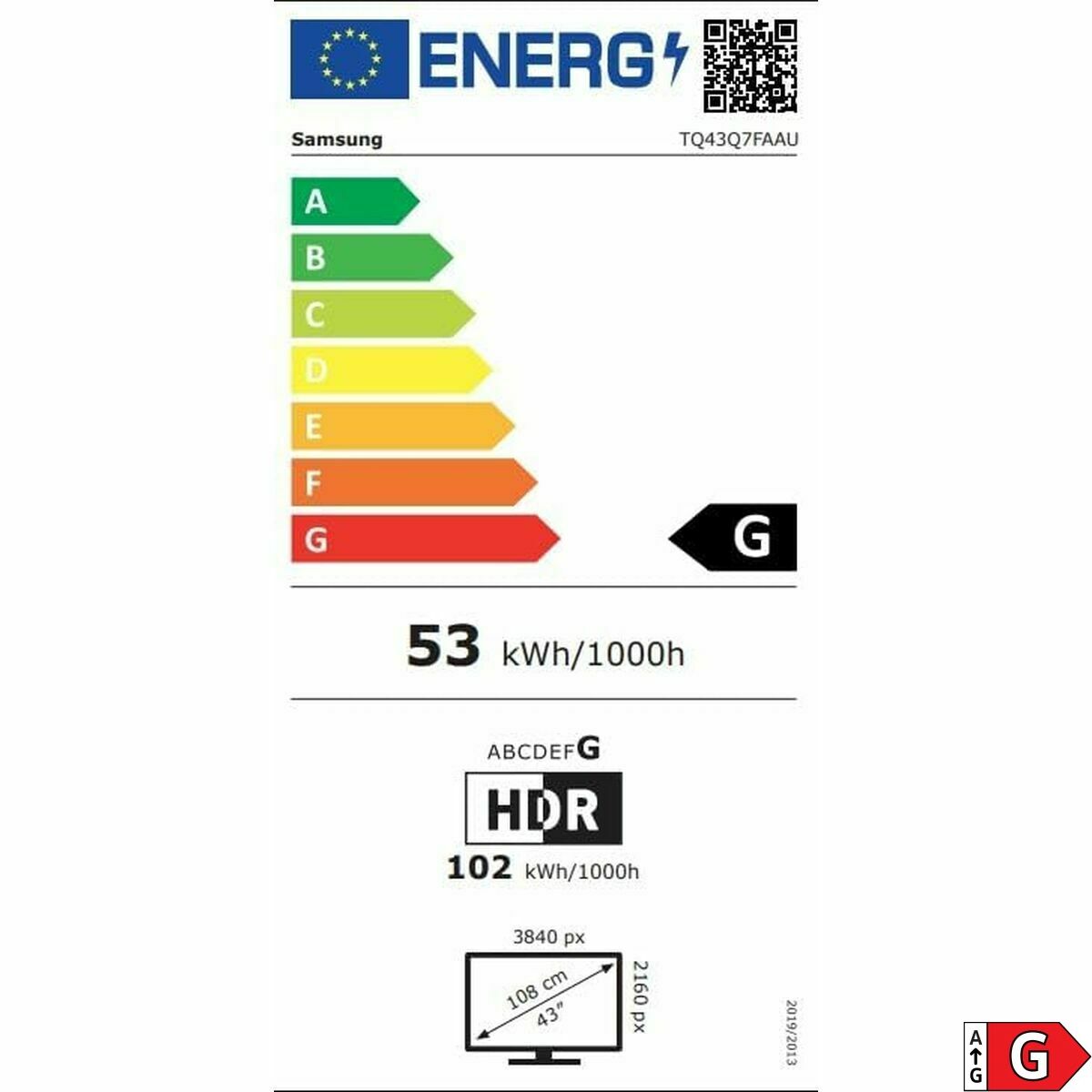 TV intelligente Samsung TQ43Q7F 43" 4K Ultra HD HDR QLED