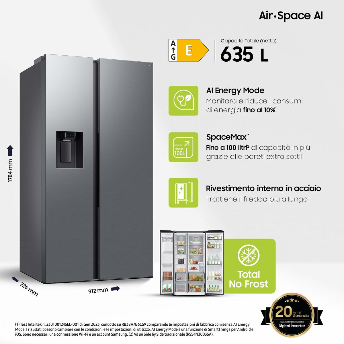 Réfrigérateur Combiné Samsung FRIGORÍFICOAMERICANOBESPOKEAI1 Argenté