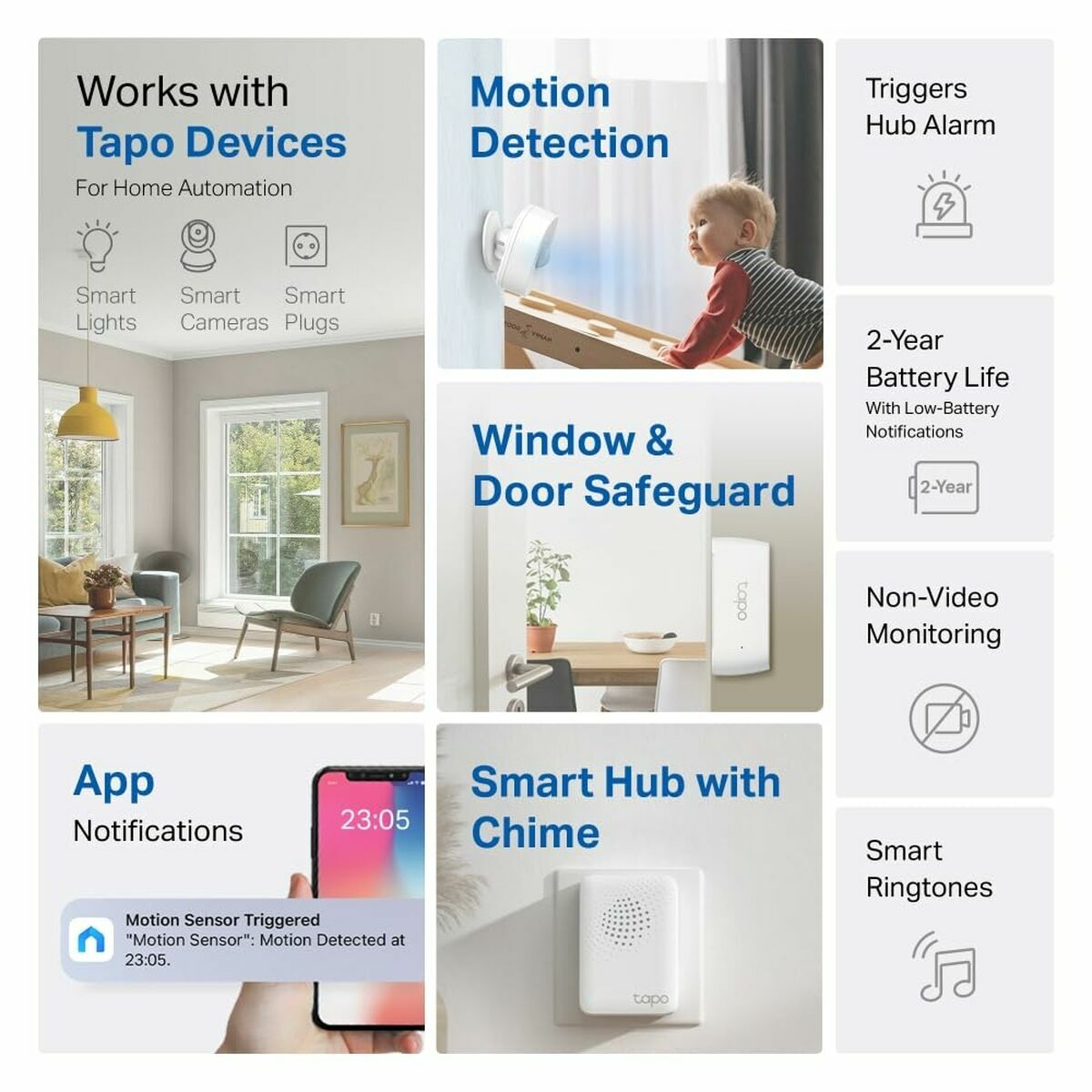Capteur de Mouvement TP-Link TAPO T30 KIT Montage mural 4 Pièces