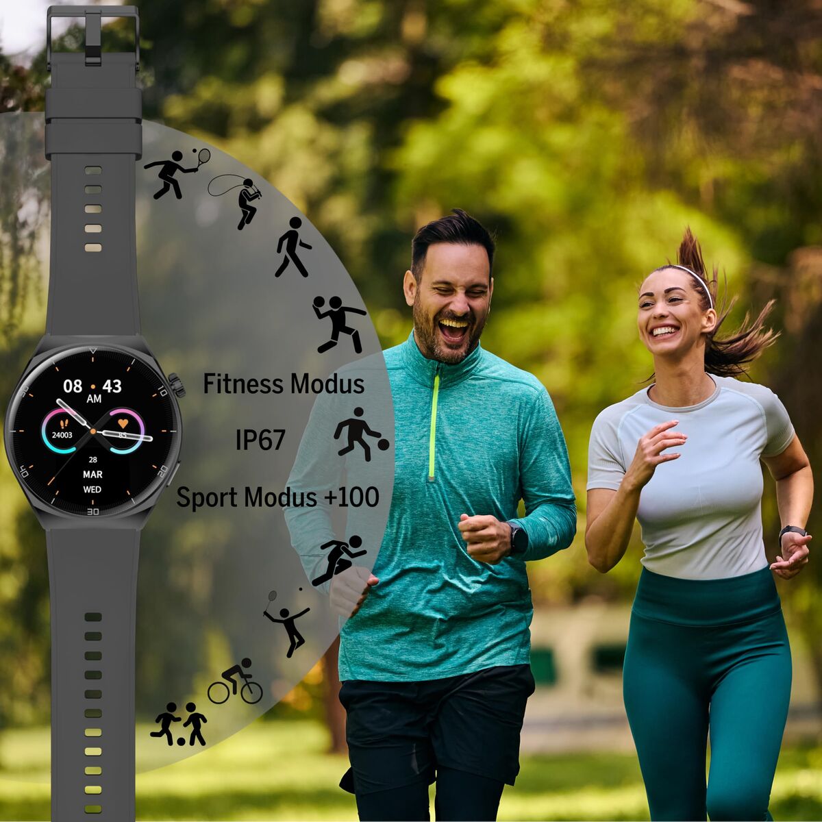 Montre intelligente beafon WATCH 401 43 mm 1,43" Noir Argenté