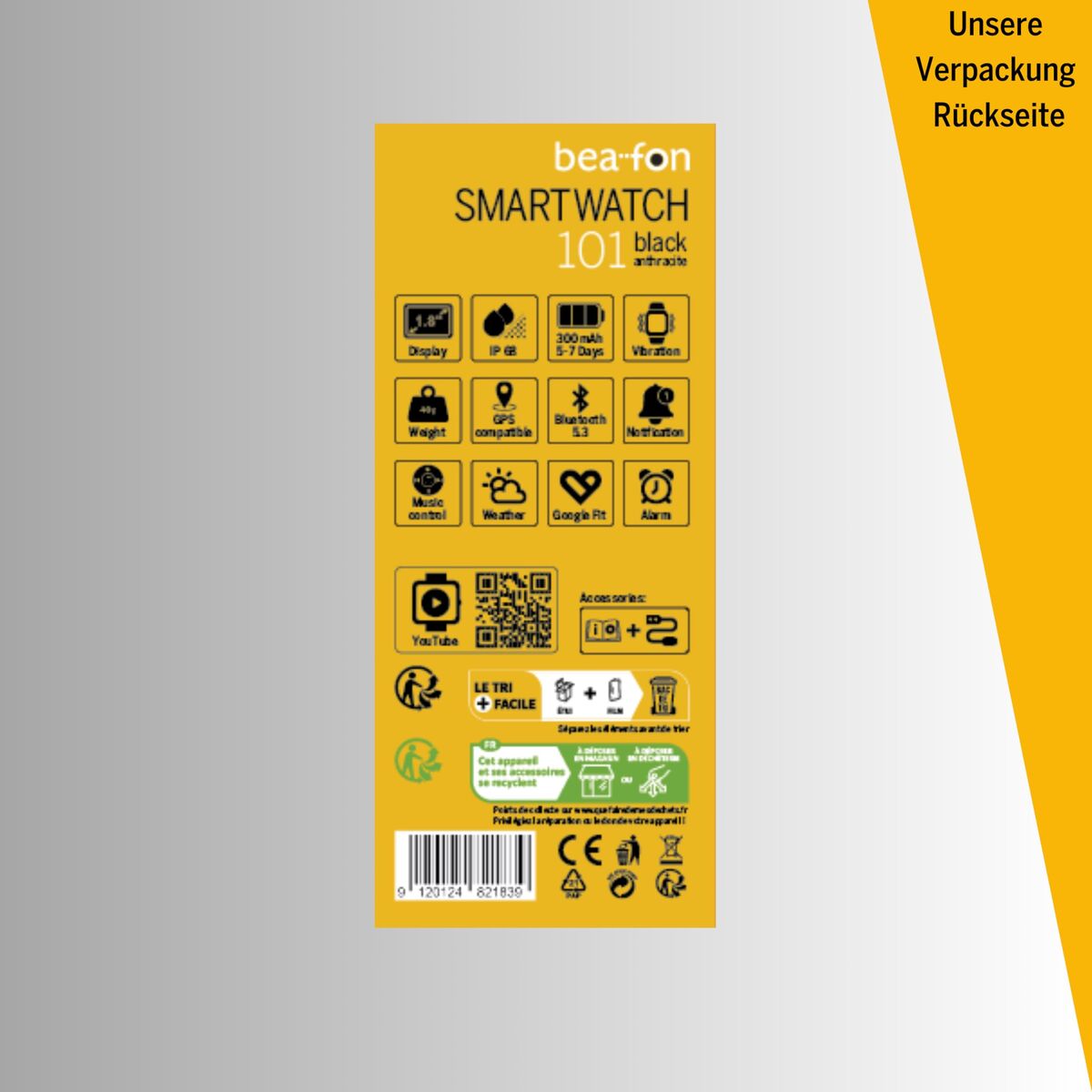 Montre intelligente beafon WATCH 101 1,8" Noir Gris