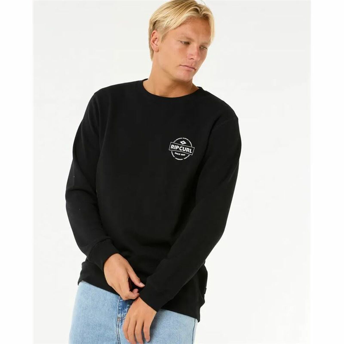 Sweat sans capuche homme Rip Curl Stapler Crew Noir