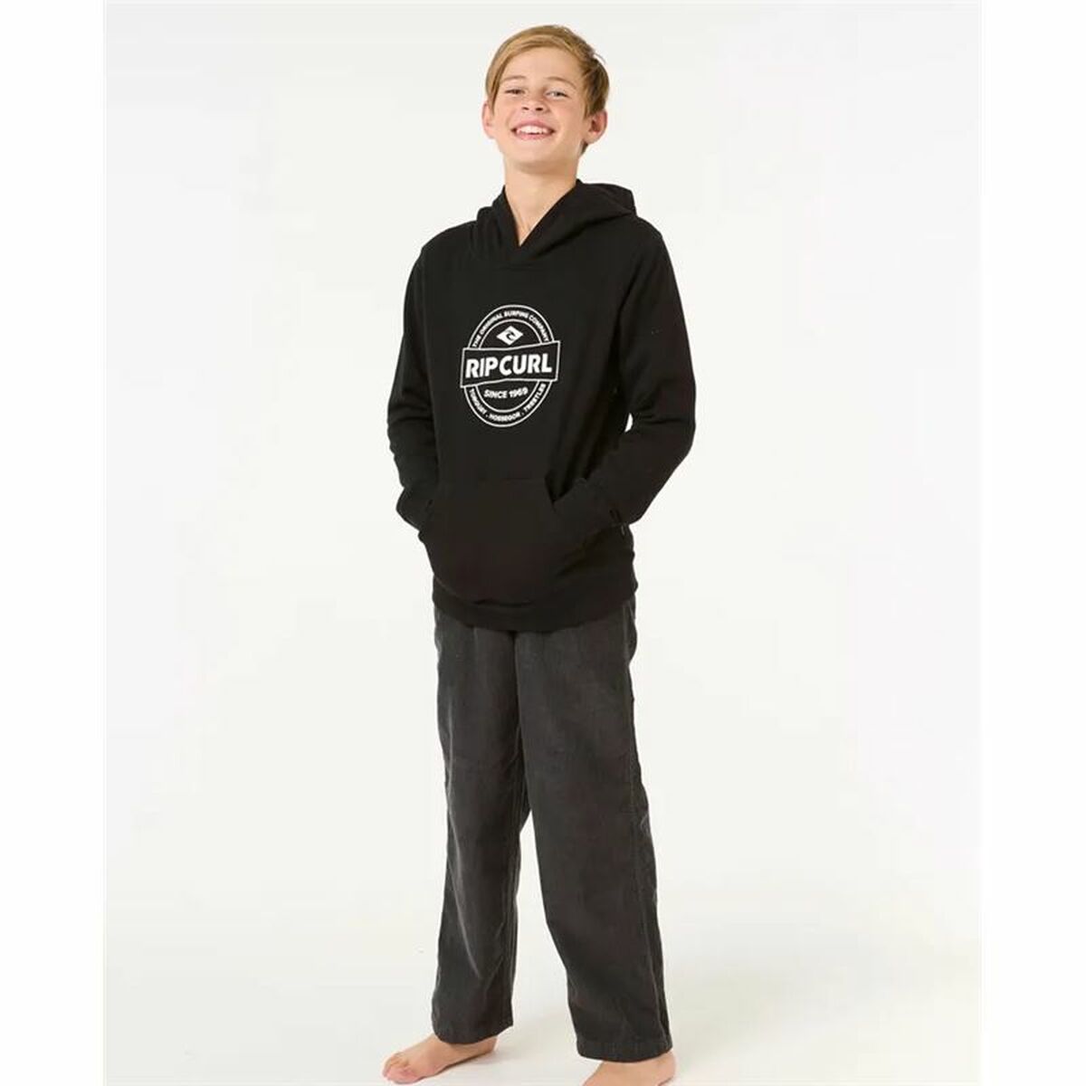 Sweat à capuche enfant Rip Curl Stapler Hood Noir