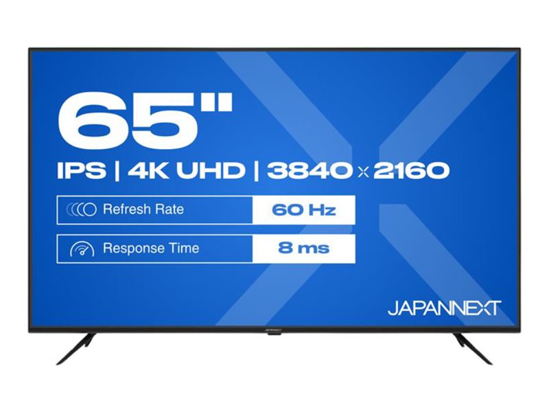 JAPANNEXT JNIPS650UHD60F Ecran LED 65" 4K UHD (3840x2160) à 60Hz IPS 300 cd/m²  1000:1 HDR10  3840x2160  8  HDMI Noir