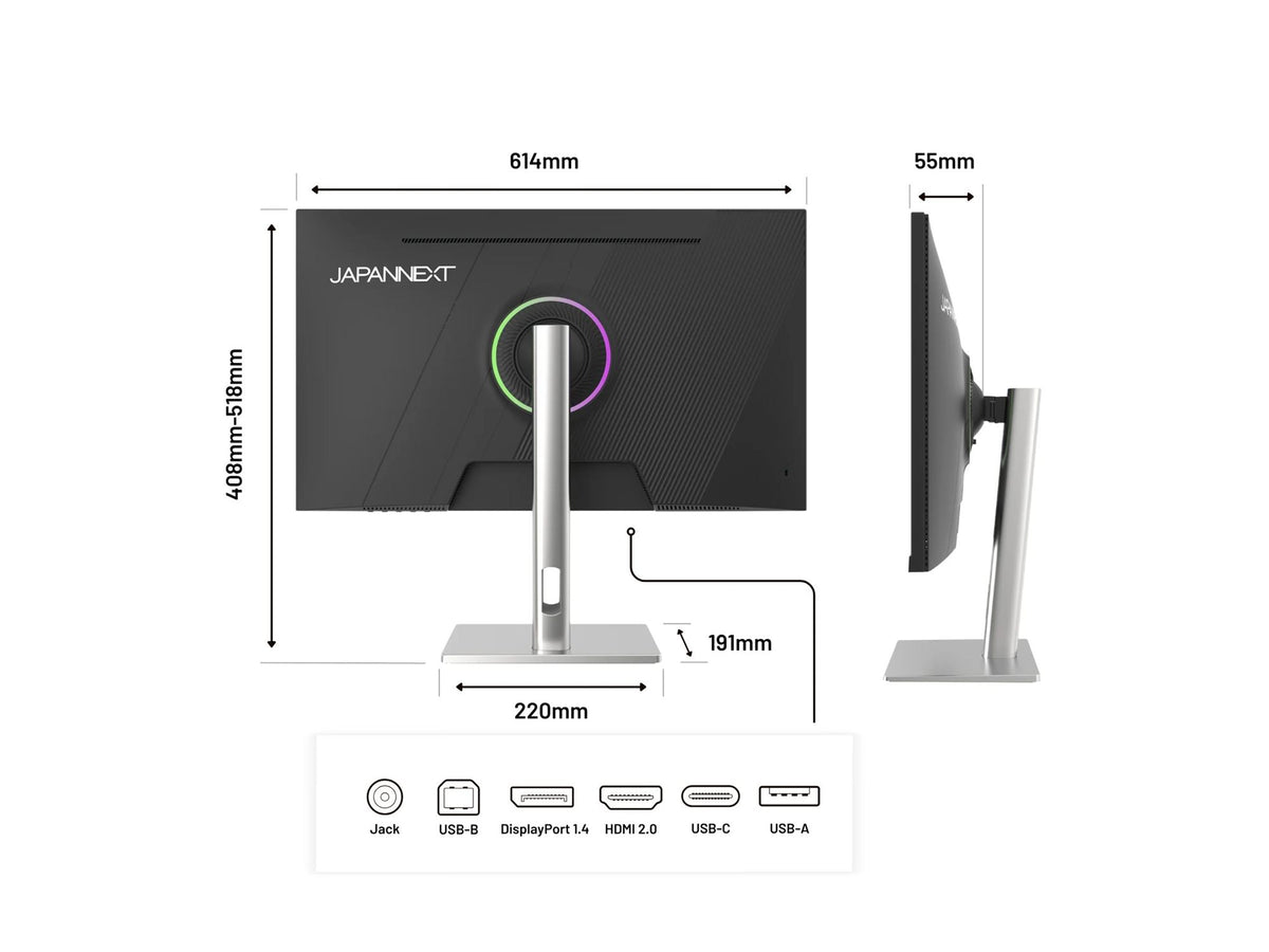 JAPANNEXT  JN-IPS275K-HSPC9 Ecran LED 27" 5K(5120x2880) 60Hz IPS 350 cd/m² 2000:1 5120x2880 8ms(GtoG) HDMI DisplayPort USBC  blanc