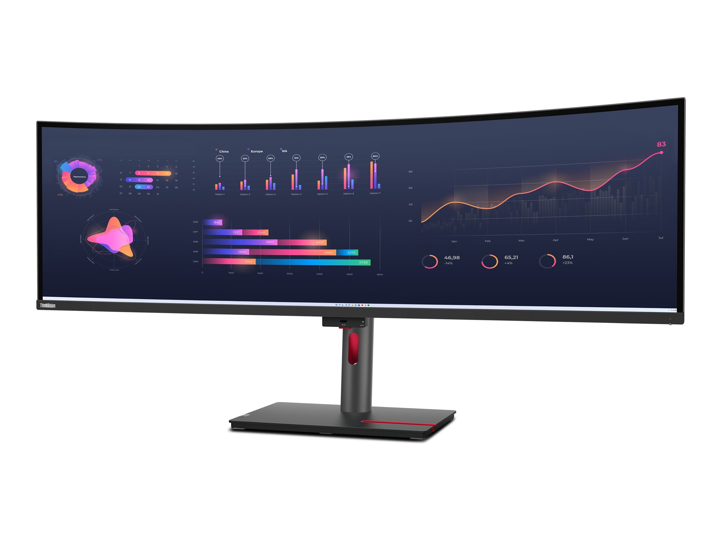 LENOVO ThinkVision P49w-30 LED Écran curved 49p 5120x1440 UltraWide Dual QHD IPS HDR TB4 USB-C Dock 100W 2xHDMI DP 4xUSB RJ45 S