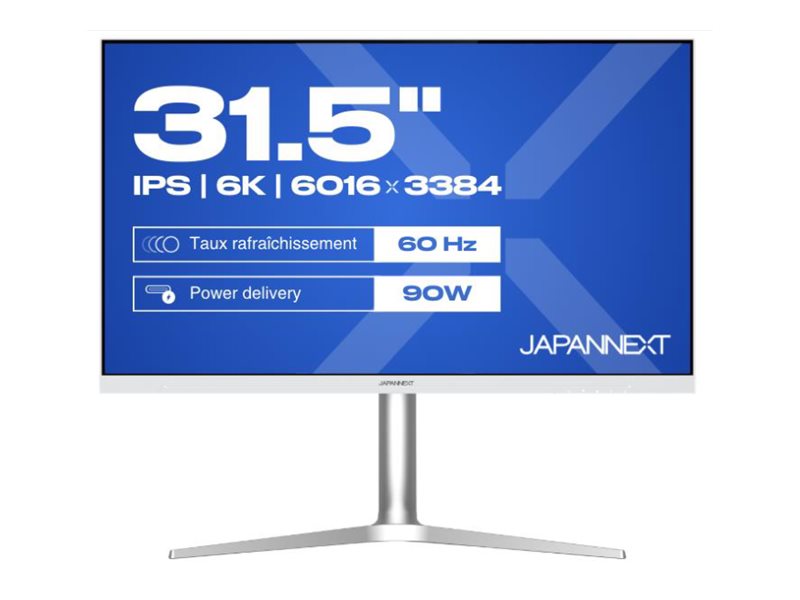 JAPANNEXT JN6K315 Ecran LED 31,5"  6K (6016x3384) à 60Hz  IPS(AHVA)  500 cd/m²  1500:1  6016x3384  8ms(GtoG) HDMI DisplayPort USBC blanc
