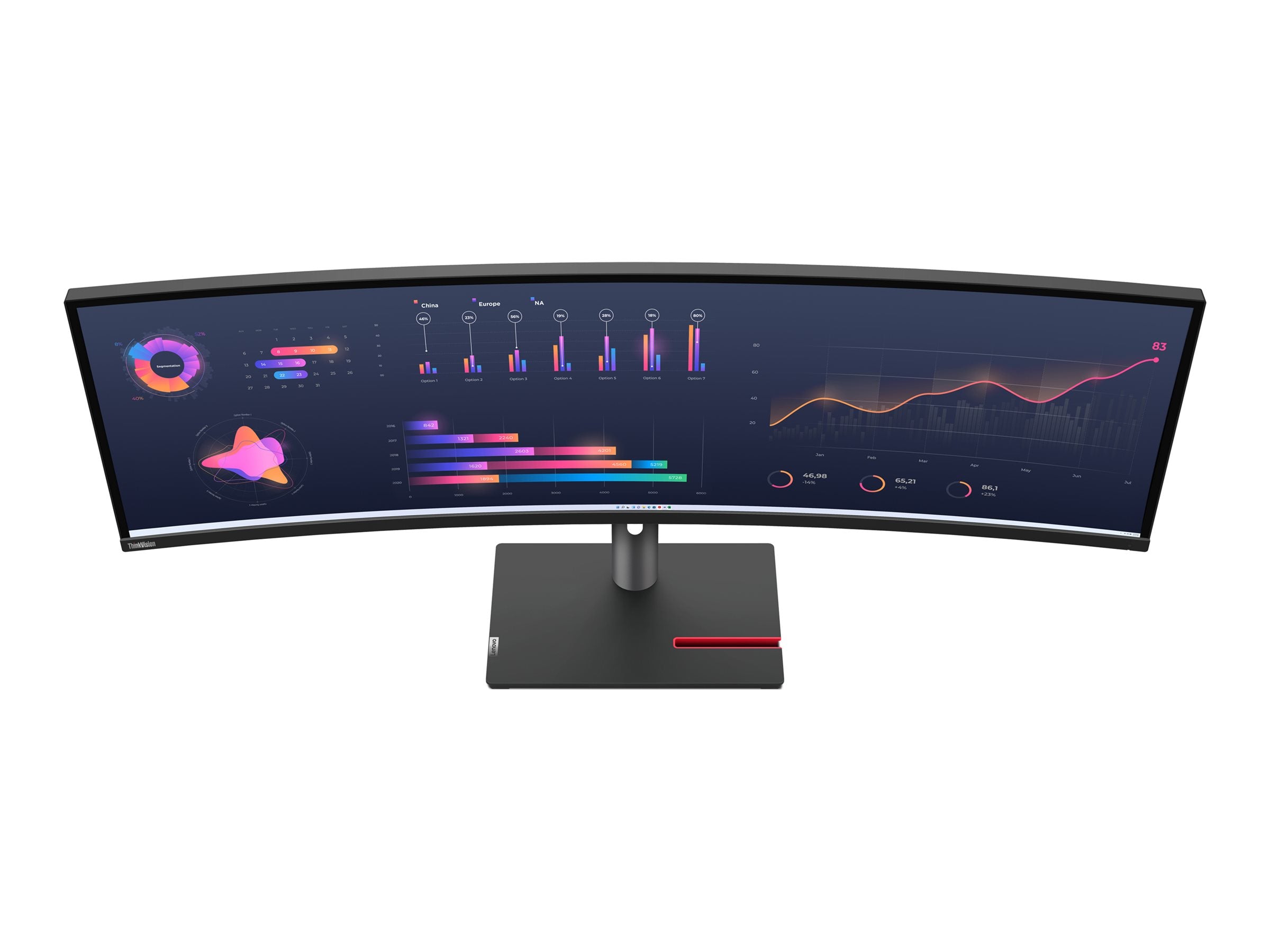 LENOVO ThinkVision P49w-30 LED Écran curved 49p 5120x1440 UltraWide Dual QHD IPS HDR TB4 USB-C Dock 100W 2xHDMI DP 4xUSB RJ45 S