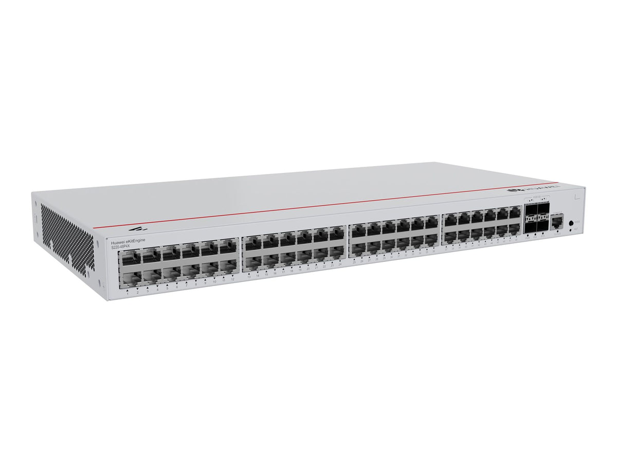 HUAWEI eKit S220 Series S220-48P4X Géré L2 Gigabit Ethernet (10/100/1000) Connexion Ethernet, supportant l'alimentation via ce port (PoE) 1U Gris