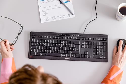 CHERRY Clavier STREAM KEYBOARD USB noir QWERTY (UK) - Déstockage - Neuf - Emballage d'origine légèrement endommagé