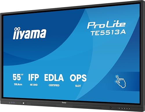 iiyama TE6513A-B1AG Panneau Plat Interactif IFP 65" IPS 4K IR 40 points 450cd Android 14 Google EDLA 2x20W WiFi VESA