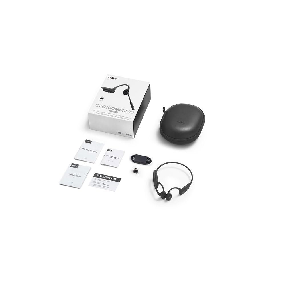 SHOKZ Casque sans-fil à conduction osseuse OpenComm2 UC - USB-C - Noir