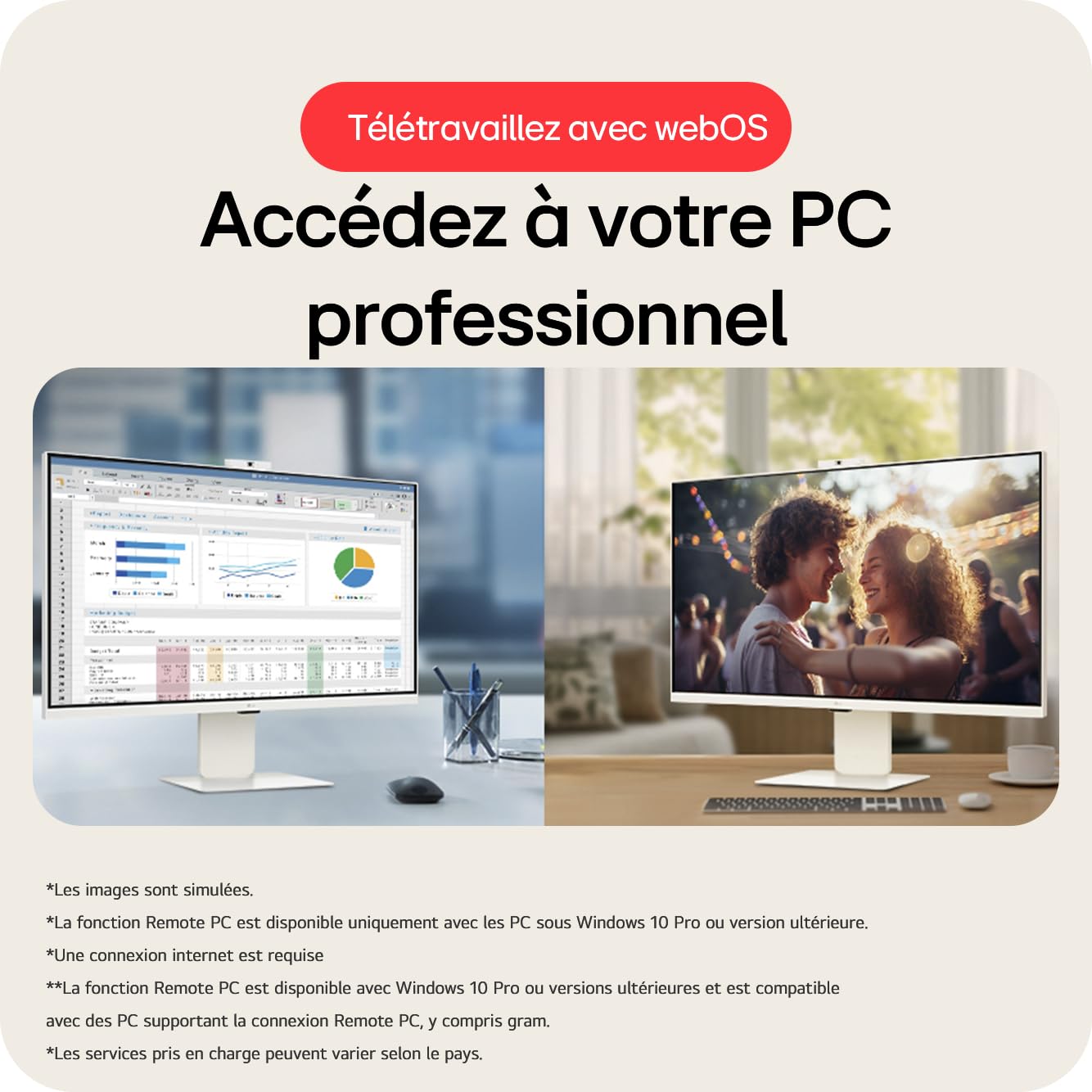 LG 27U731SA-W - Smart moniteur - 27p -3840 x 2160 4K 60 Hz - IPS - 350 cd/m² - 1000:1 - HDR10 -5ms - 2xHDMI- haut-parleurs- Blanc