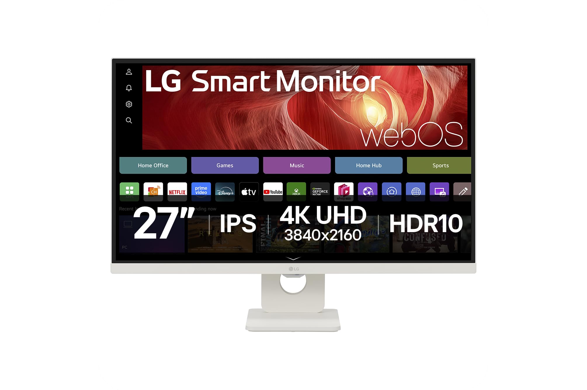 LG 27U731SA-W - Smart moniteur - 27p -3840 x 2160 4K 60 Hz - IPS - 350 cd/m² - 1000:1 - HDR10 -5ms - 2xHDMI- haut-parleurs- Blanc