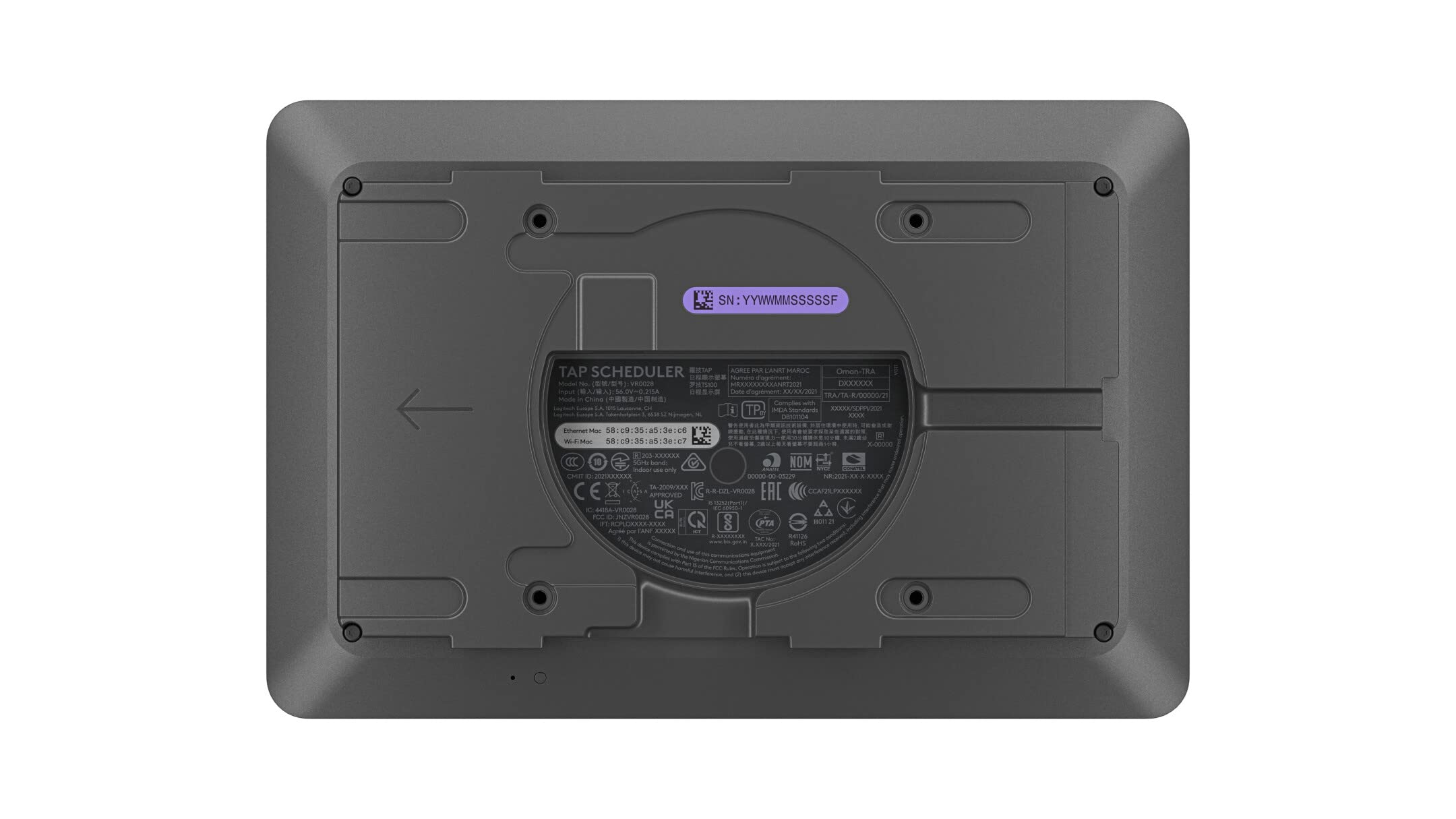 LOGITECH Tap Scheduler Purpose-Built Scheduling Panel for Meeting Rooms Video conferencing device Zoom Certified