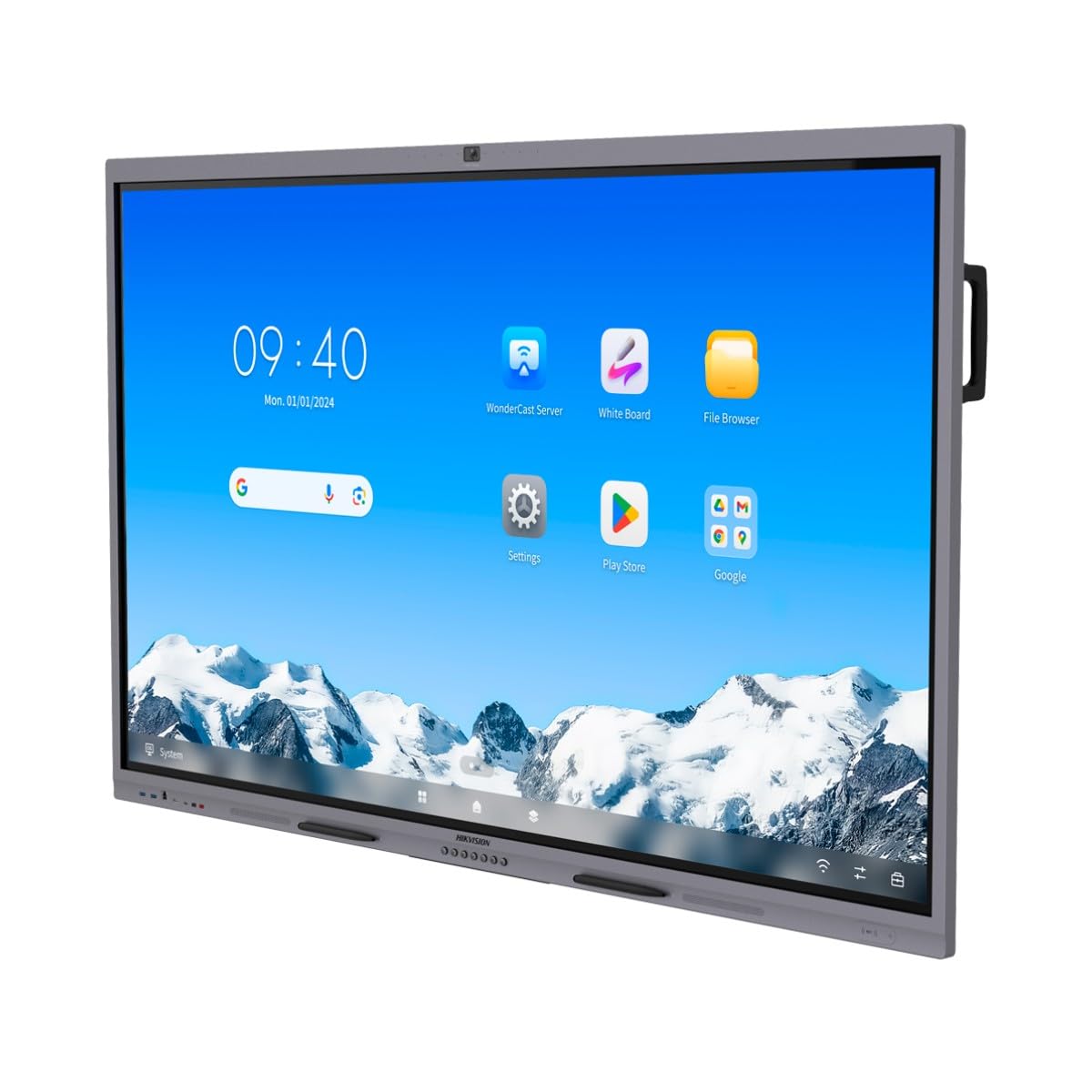 ECRAN HIKVISION 86'' 4K Interactive 3840x2160 16h/7j 480cd/m² VA LED 50pts 5 ms VGA 3xHDMI 4xUSB 3.0 USB 2.0 2xUSB-C Caméra intégrée 8MP Android 14 OPS EDLA