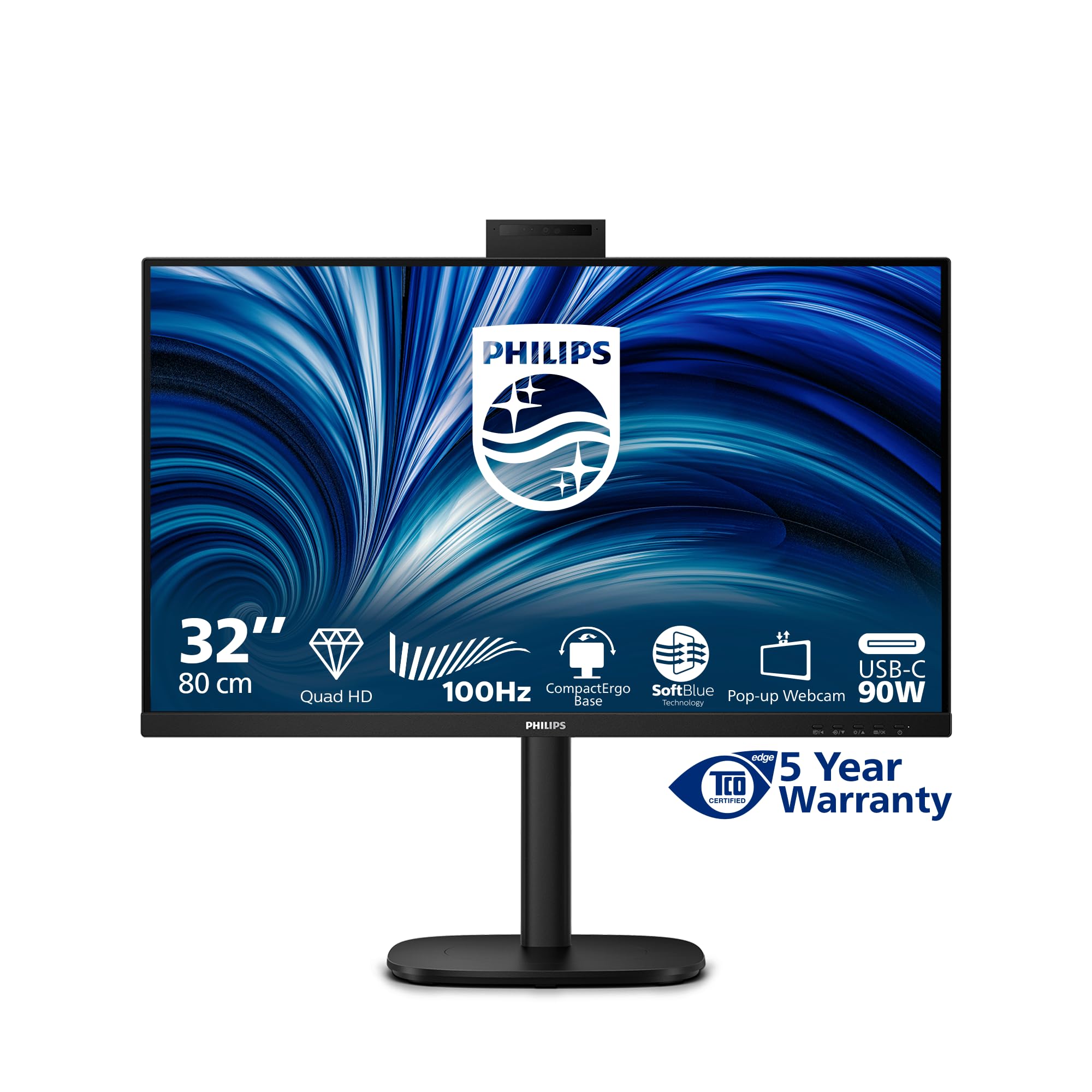PHILIPS 32B2U3601H/00 31.5p QHD 16:9 IPS 100Hz HAS 180mm HDMI 2.0 DP 1.4 USB-C