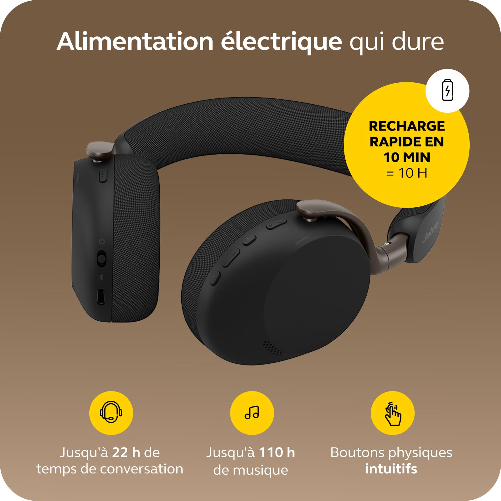 Jabra Evolve3 75 UC Link 390 USB-A Bla