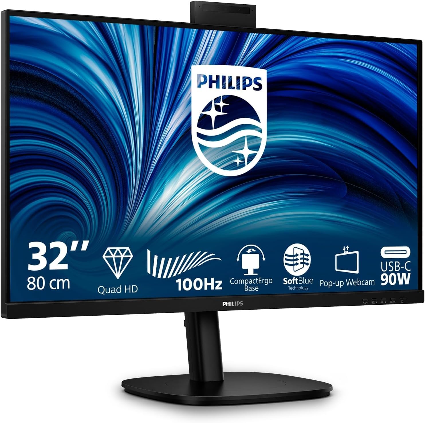 PHILIPS 32B2U3601H/00 31.5p QHD 16:9 IPS 100Hz HAS 180mm HDMI 2.0 DP 1.4 USB-C