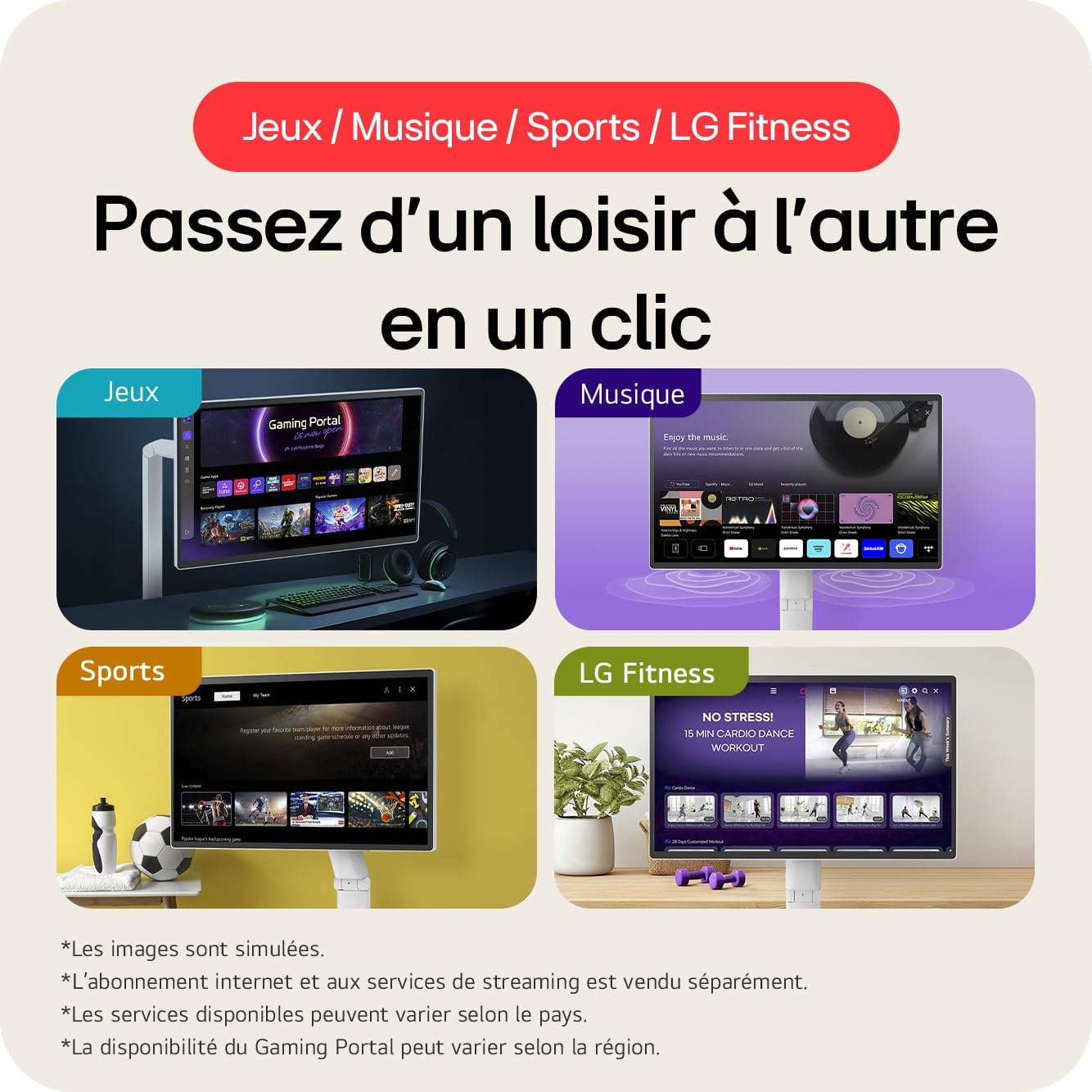 LG 27U731SA-W - Smart moniteur - 27p -3840 x 2160 4K 60 Hz - IPS - 350 cd/m² - 1000:1 - HDR10 -5ms - 2xHDMI- haut-parleurs- Blanc