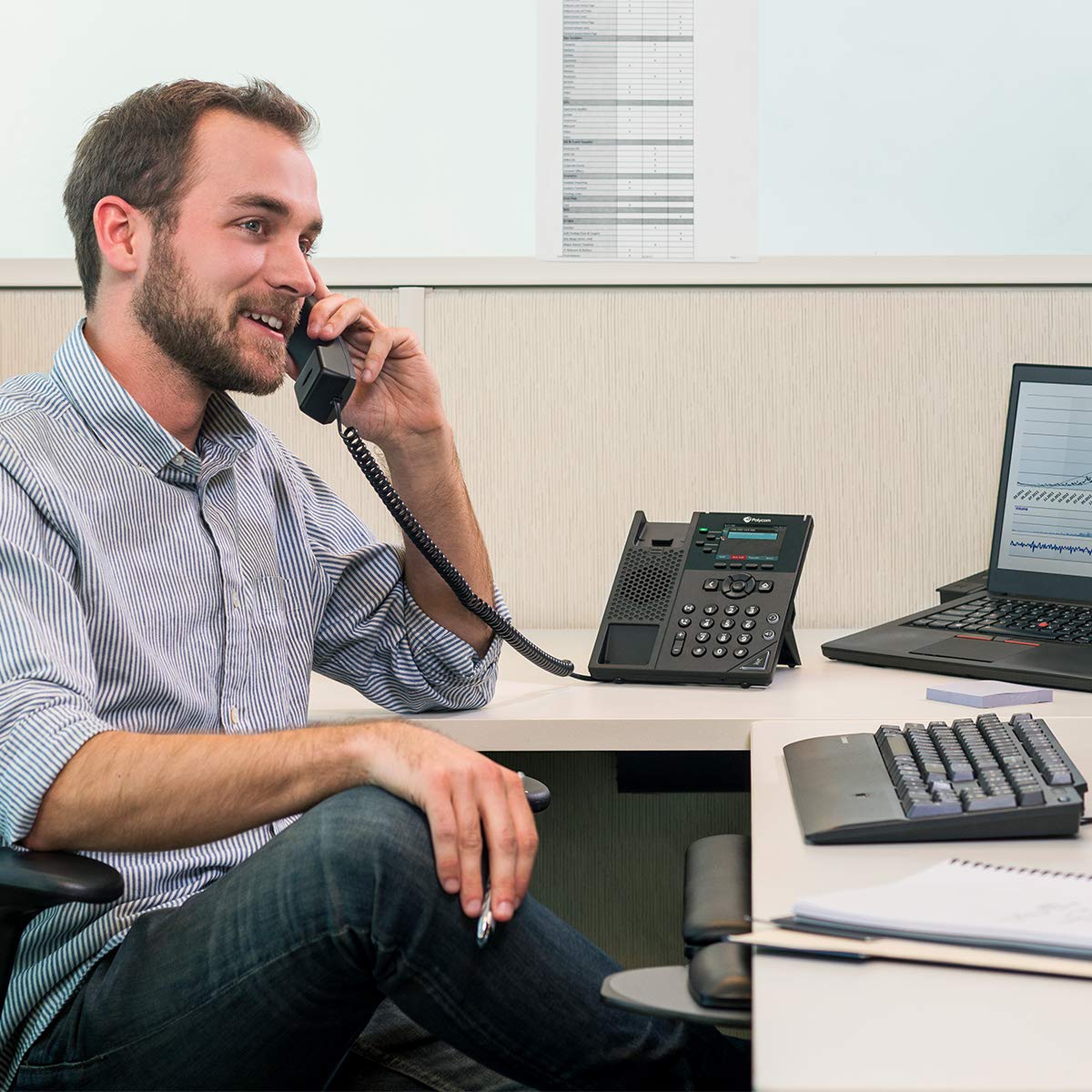 HP Poly VVX 250 4-Line IP Phone and PoE-enabled téléphone fixe Noir LCD