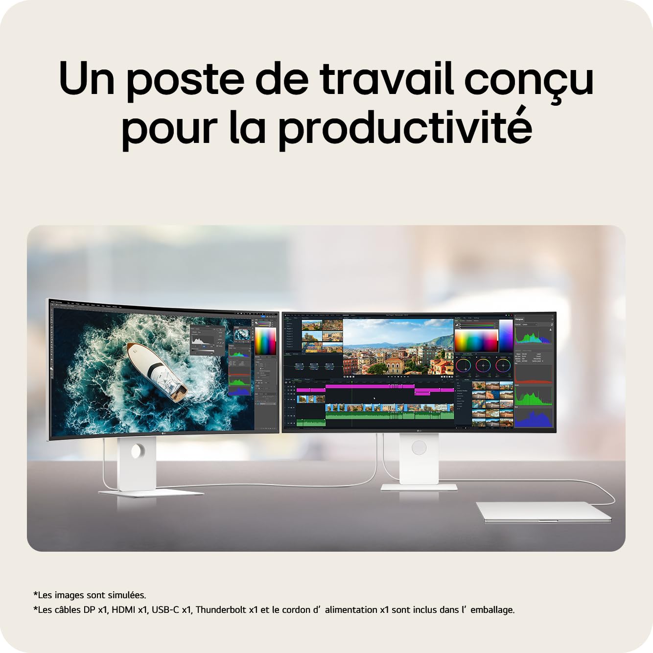 LG UltraFine 40U990A-W - Écran incurvé 40"- 5120 x 2160 5K @ 120Hz - Nano IPS - 450 cd/m²- HDR600- 2xThunderbolt,HDMI,DP USB-C Blanc