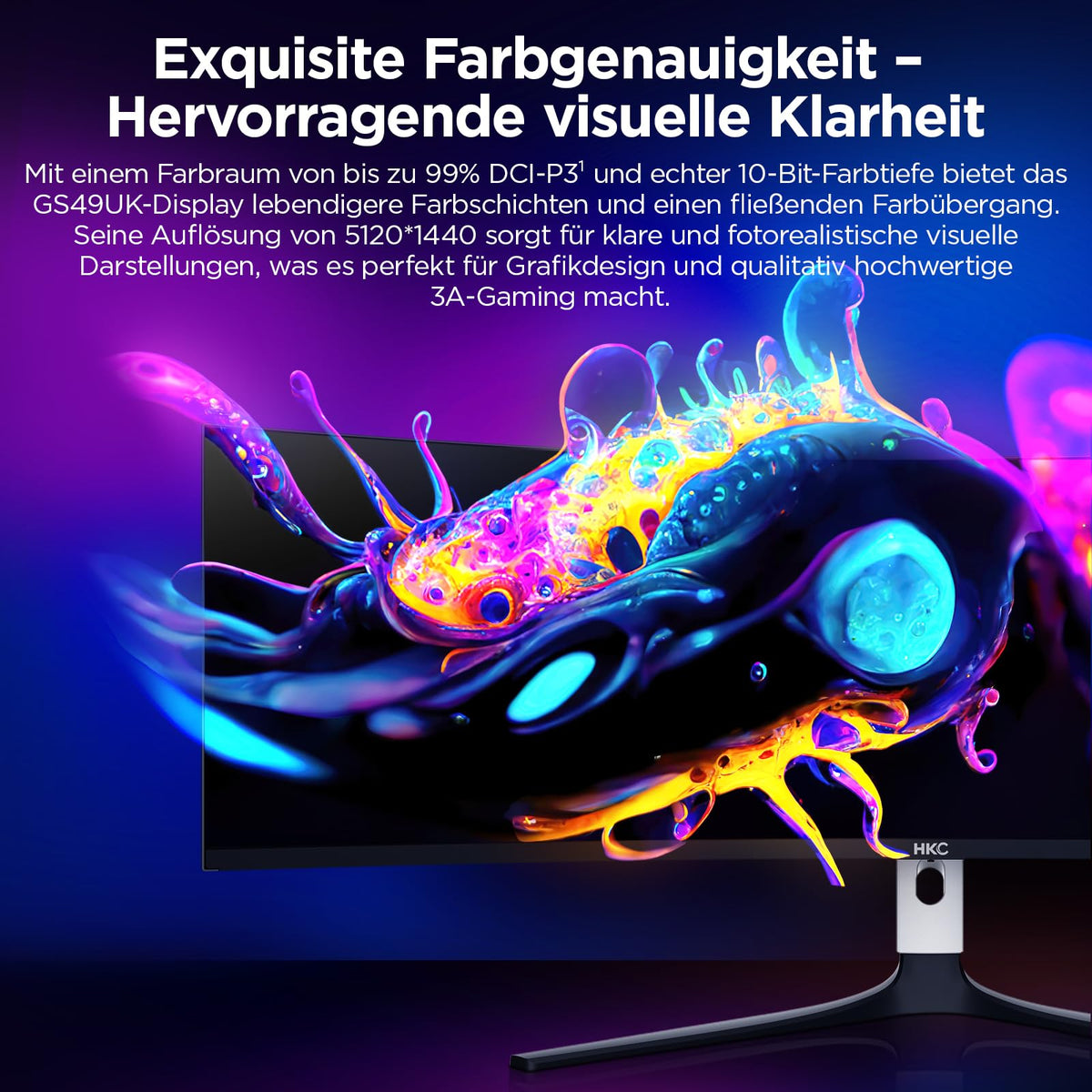 Ecran 49 HKC GS49UK gaming 5120x1440 OLED 32:9 240Hz 1500000:1 0.03ms 250cd/m