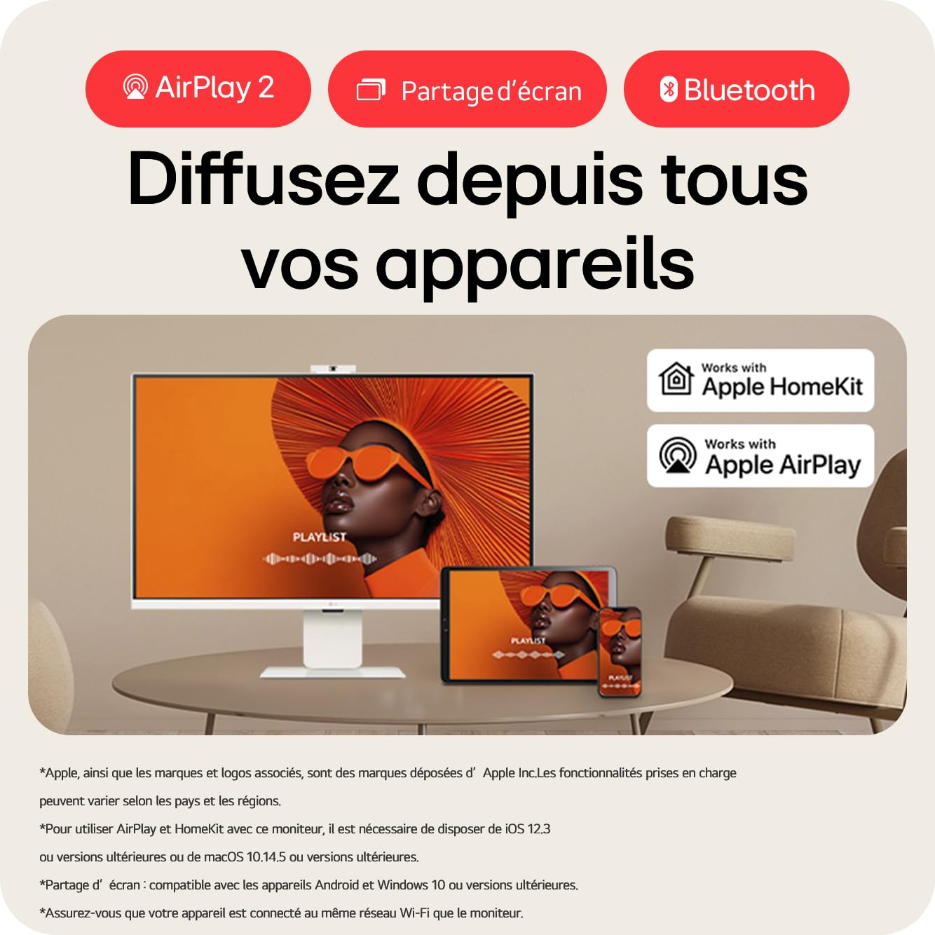 LG 27U731SA-W - Smart moniteur - 27p -3840 x 2160 4K 60 Hz - IPS - 350 cd/m² - 1000:1 - HDR10 -5ms - 2xHDMI- haut-parleurs- Blanc