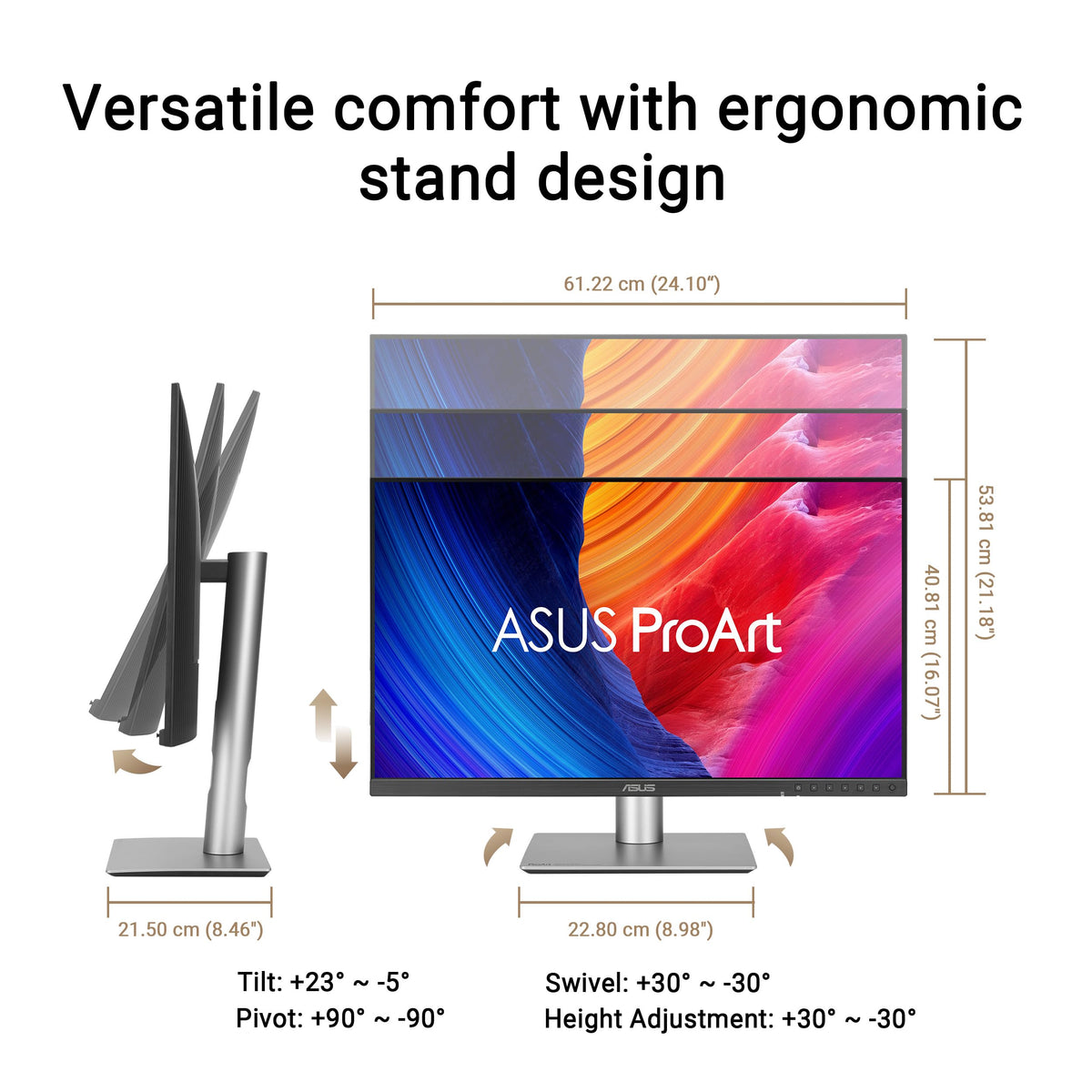 ASUS PA27JCV 27p IPS WLED 5K 16:9 400cd/m2 5ms HDMI DP USB Type-C USB hub: 3xUSB 3.2 G2 Type-A + USB 3.2 G2 Type-C Black + Silver