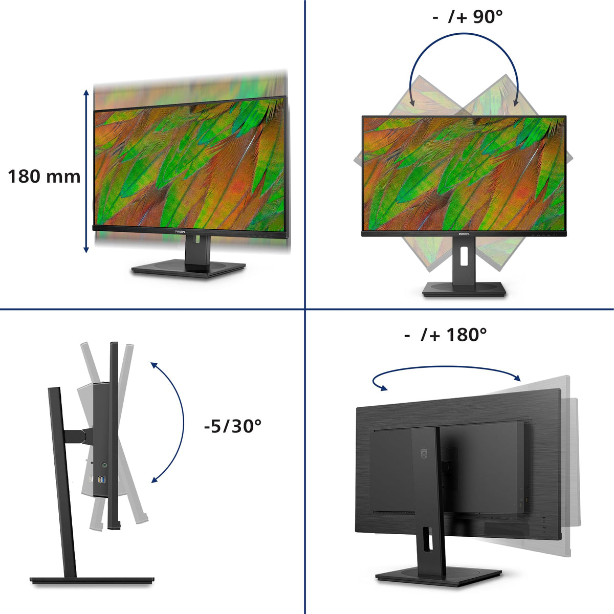PHILIPS 32B1U3900/00 Ecran 31.5p UHD LED 16:9 VA 60Hz 2xHDMI 2.0 DP 1.4 UBS-C