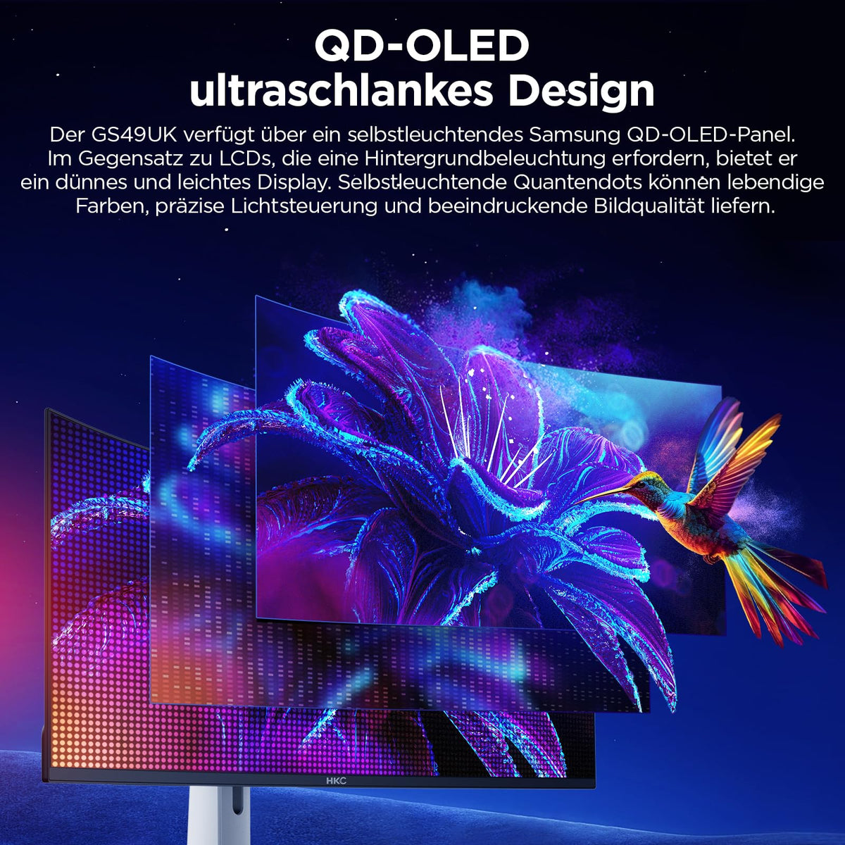 Ecran 49 HKC GS49UK gaming 5120x1440 OLED 32:9 240Hz 1500000:1 0.03ms 250cd/m