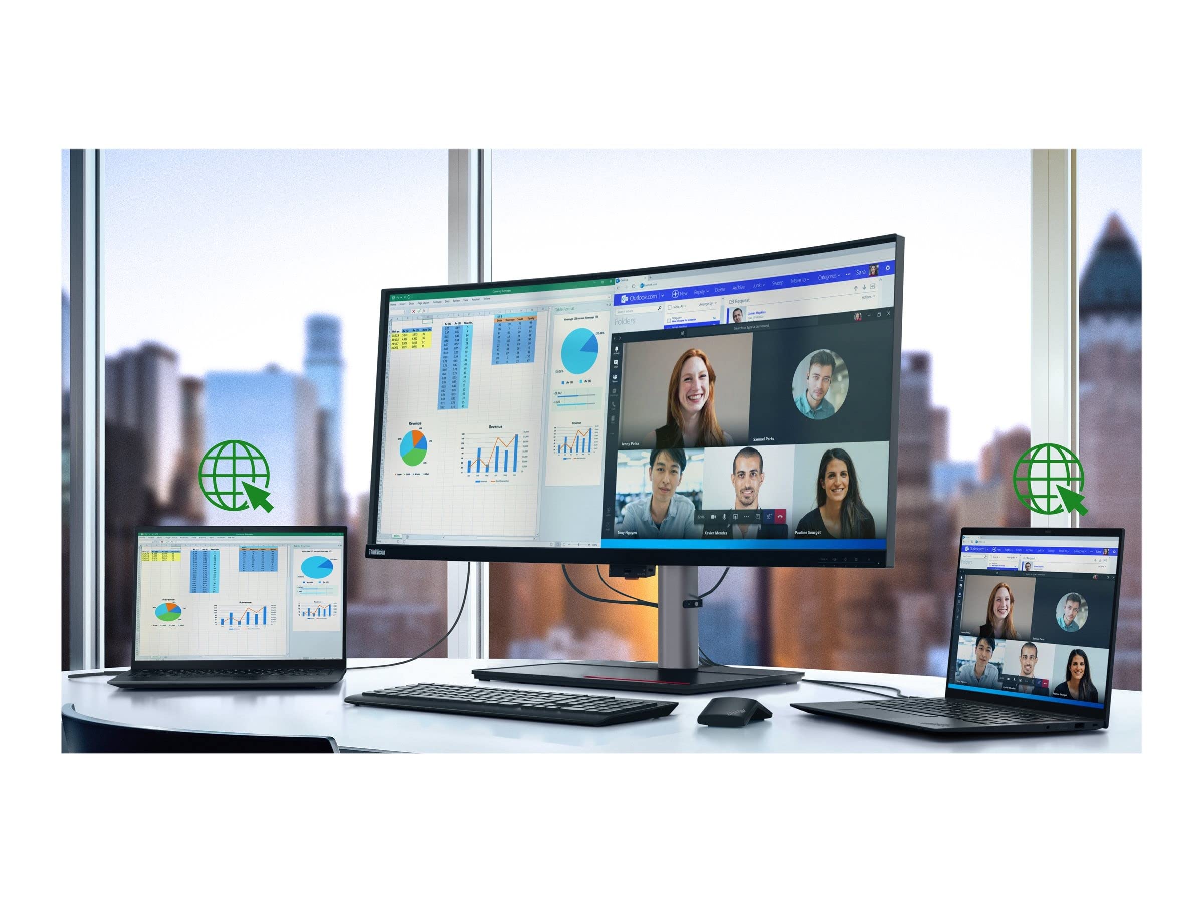 LENOVO ThinkVision P40w-20 - incurvé - 40p - WUHD 75 Hz - 4 ms - 2xThunderbolt 4, DisplayPort, HDMI -  Battery Charging 1.2
