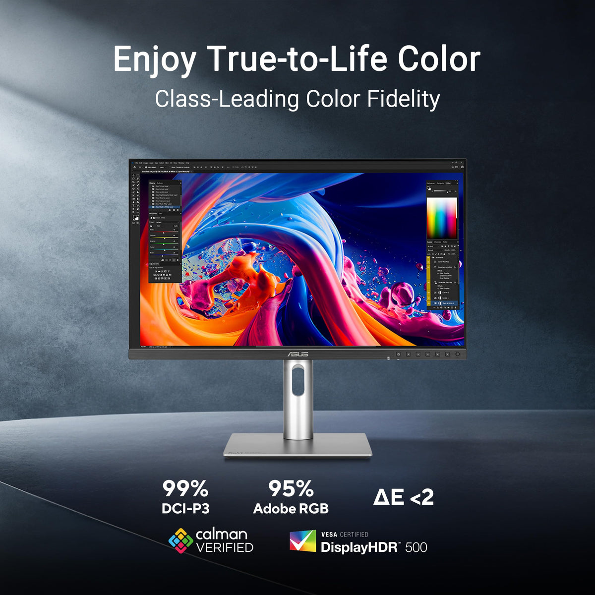 ASUS PA27JCV 27p IPS WLED 5K 16:9 400cd/m2 5ms HDMI DP USB Type-C USB hub: 3xUSB 3.2 G2 Type-A + USB 3.2 G2 Type-C Black + Silver